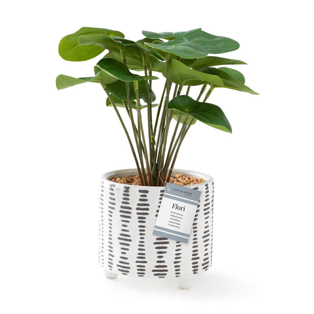 Decoking Planta artificiala in ghiveci, Flori Alb / Verde, H25 cm