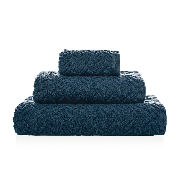 Prosop baie din bumbac, Chevron Albastru & SRMPT-CHEVRON-14177-DARK-DENIM