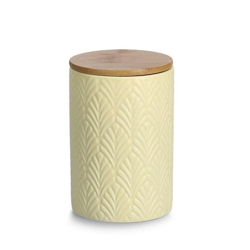 Recipient ceramic pentru depozitare, capac din bambus, Jar Pastel, 720 ml, Ø 10xH15 cm (1)