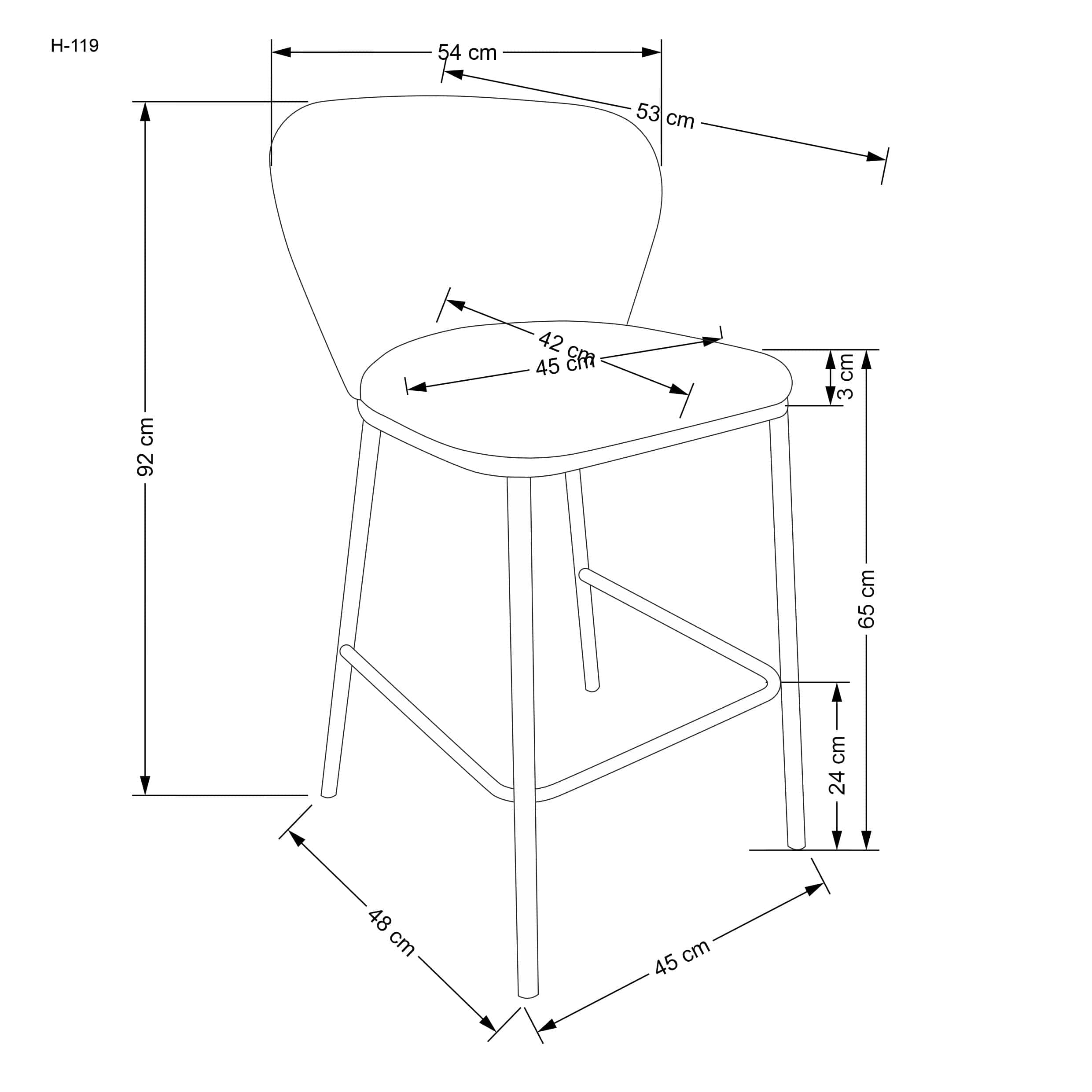 Scaun de bar tapitat cu stofa boucle si picioare metalice, H119 Crem / Negru, l54xA53xH92 cm (3)