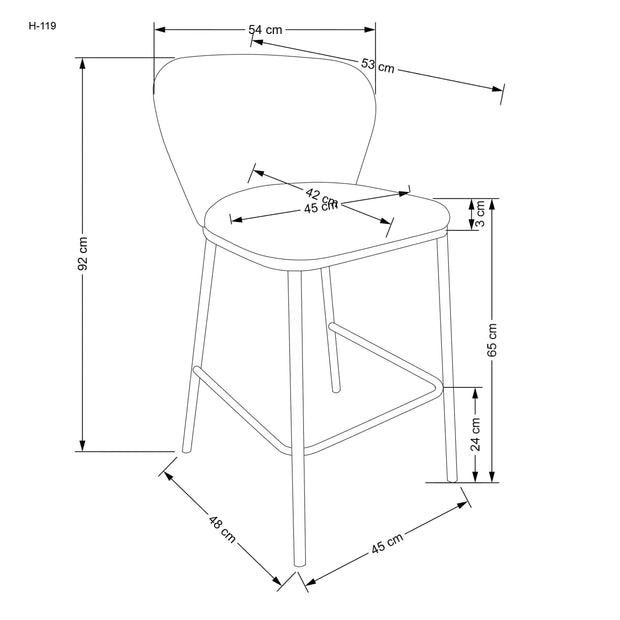 Scaun de bar tapitat cu stofa boucle si picioare metalice, H119 Crem / Negru, l54xA53xH92 cm (3)