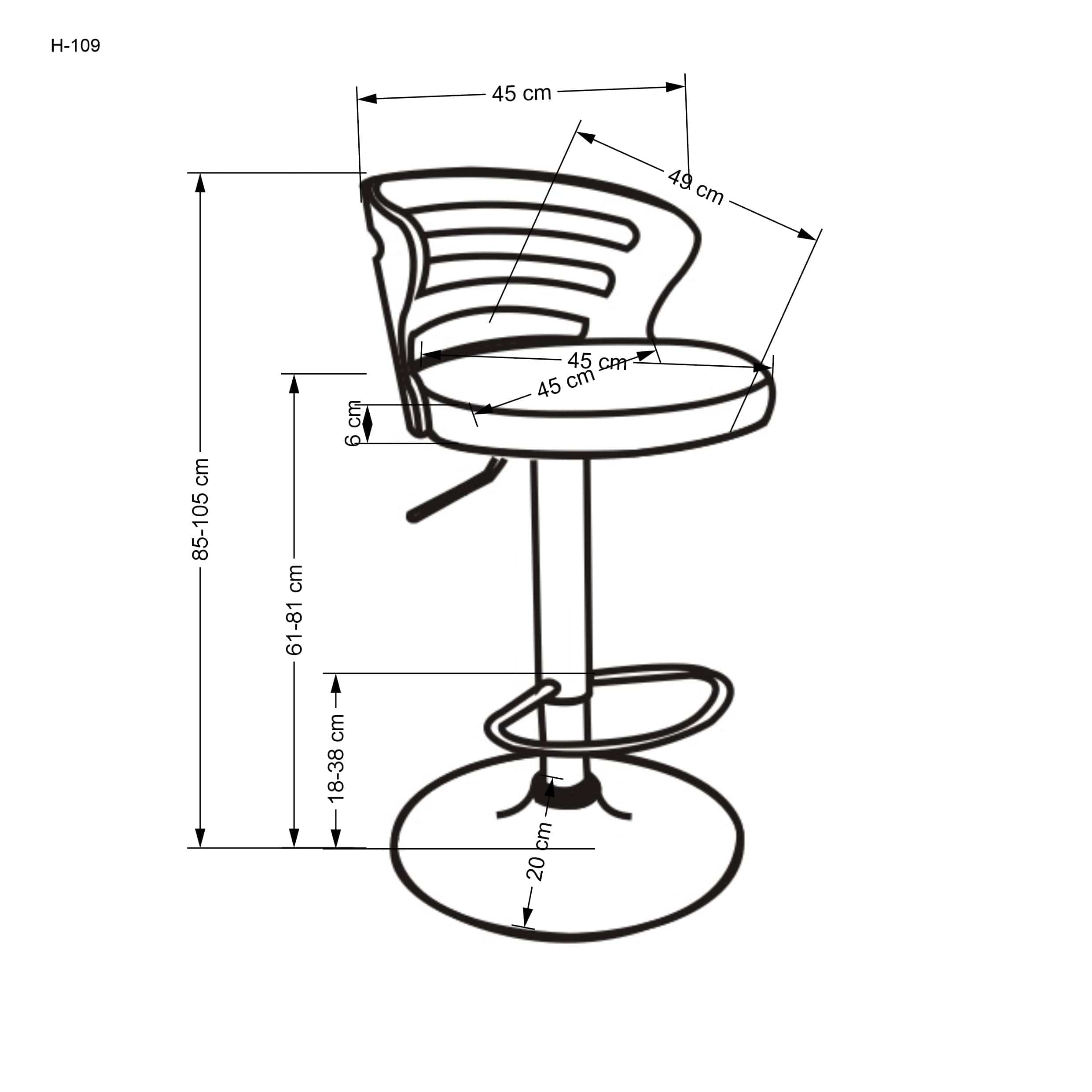 Scaun de bar tapitat cu stofa boucle si picior metalic, H109 Crem / Nuc / Crom, l45xA49xH85-105 cm (3)