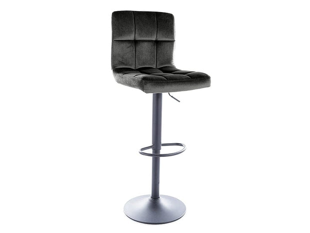 Scaun de bar tapitat cu stofa si picioare metalice, C105 Velvet Negru, l42xA39xH96 cm