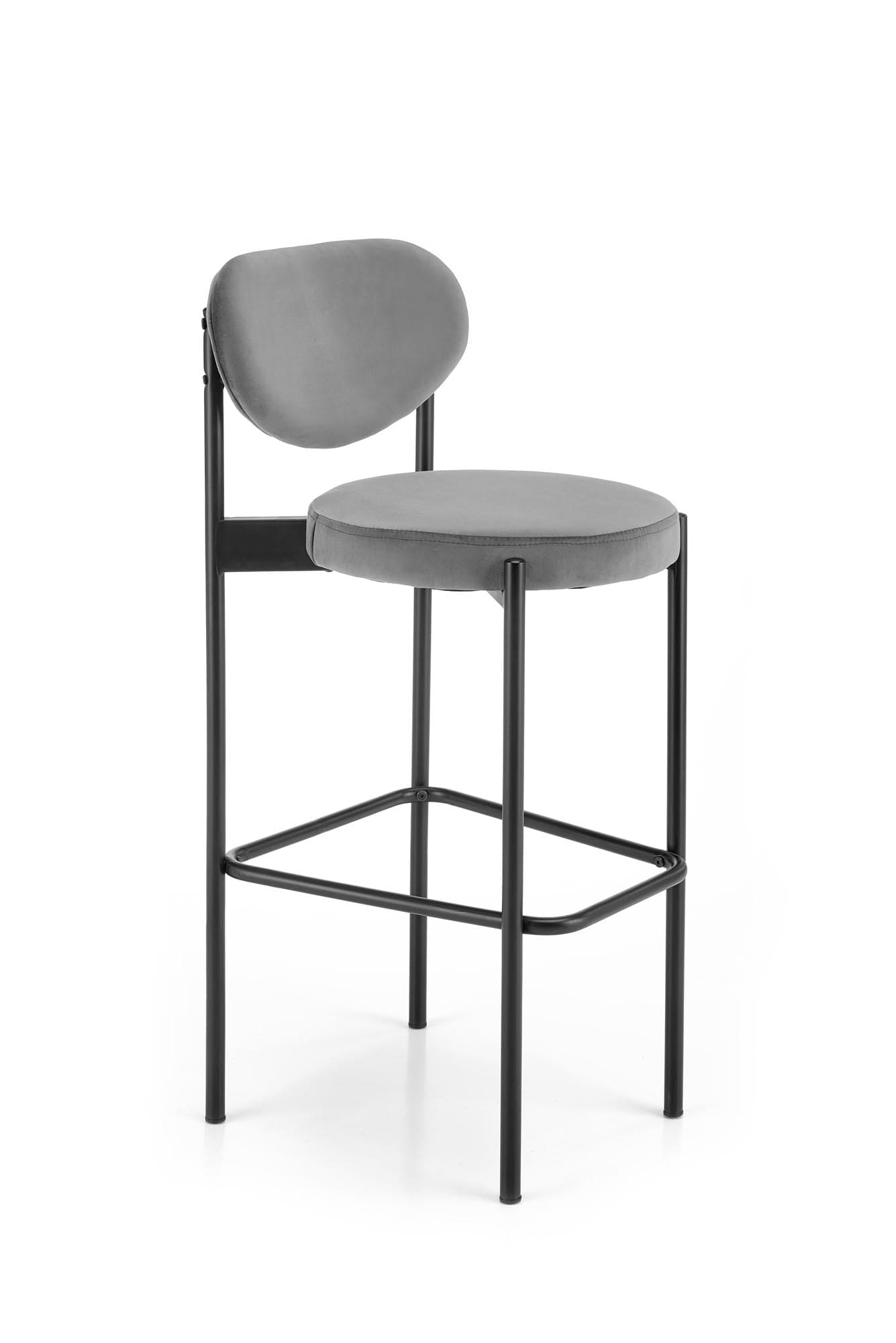 Scaun de bar tapitat cu stofa si picioare metalice, H108 Velvet Gri / Negru, l42xA48xH92 cm (3)