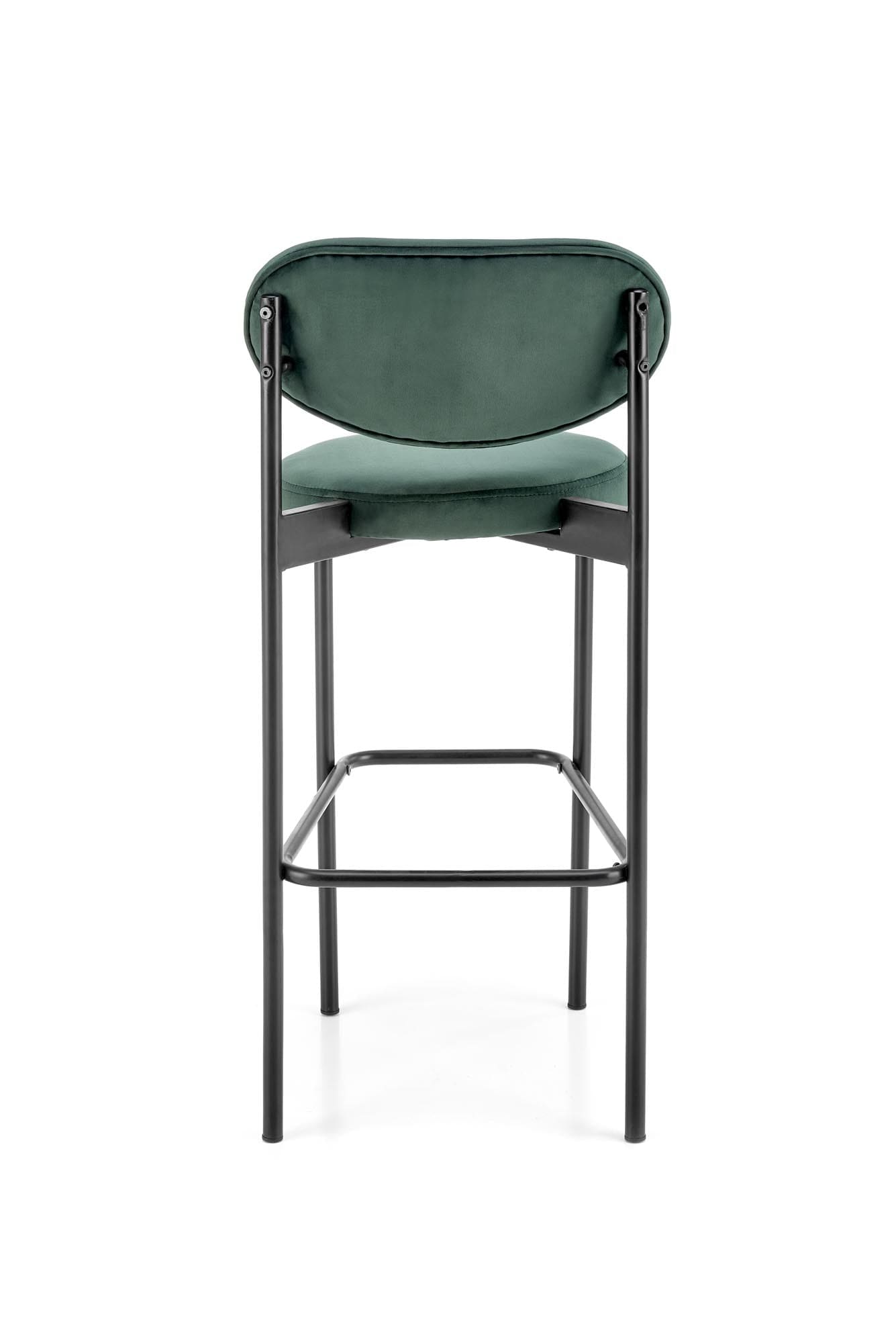 Scaun de bar tapitat cu stofa si picioare metalice, H108 Velvet Verde Inchis / Negru, l42xA48xH92 cm (1)