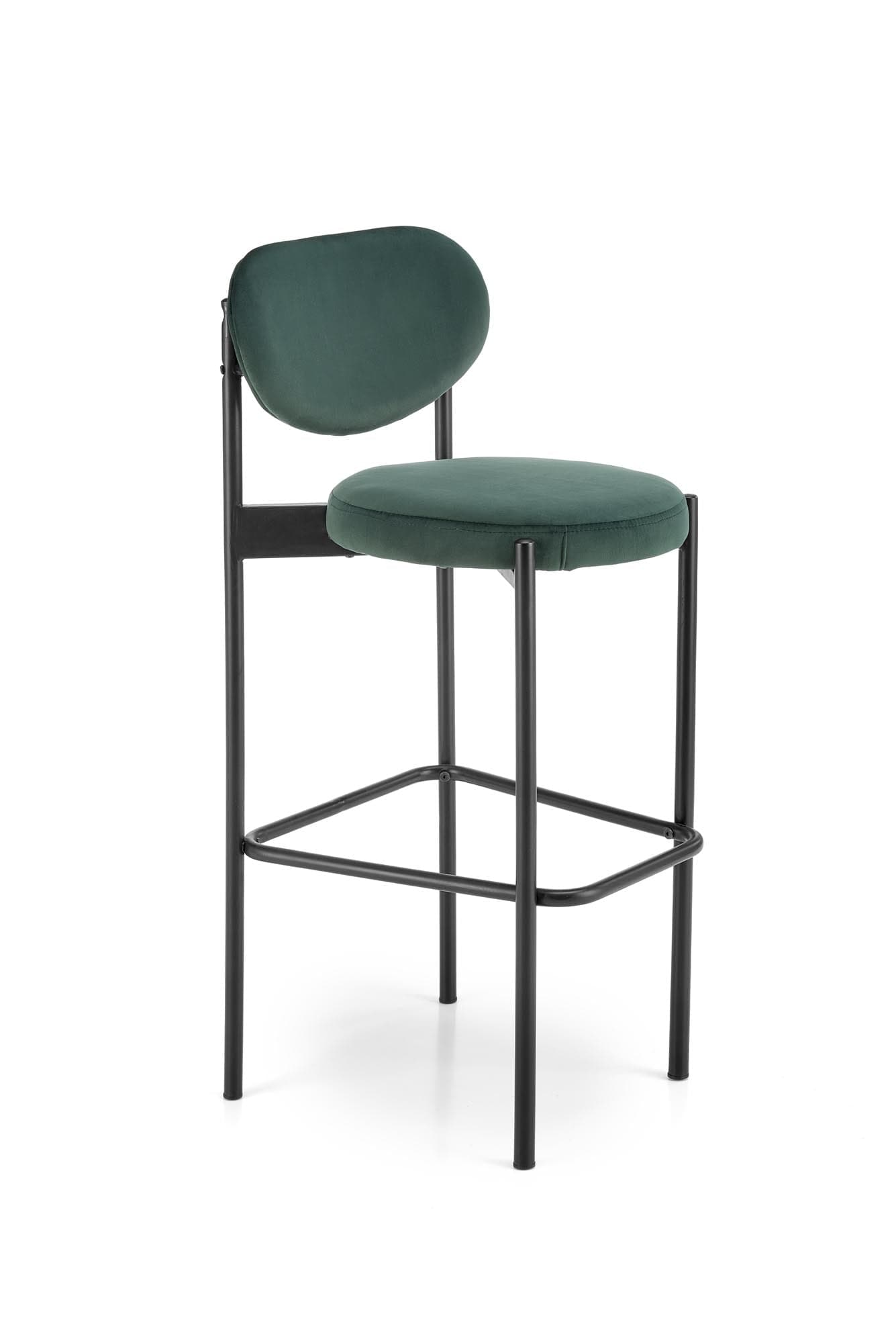 Scaun de bar tapitat cu stofa si picioare metalice, H108 Velvet Verde Inchis / Negru, l42xA48xH92 cm (3)