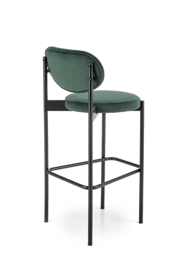 Scaun de bar tapitat cu stofa si picioare metalice, H108 Velvet Verde Inchis / Negru, l42xA48xH92 cm (4)