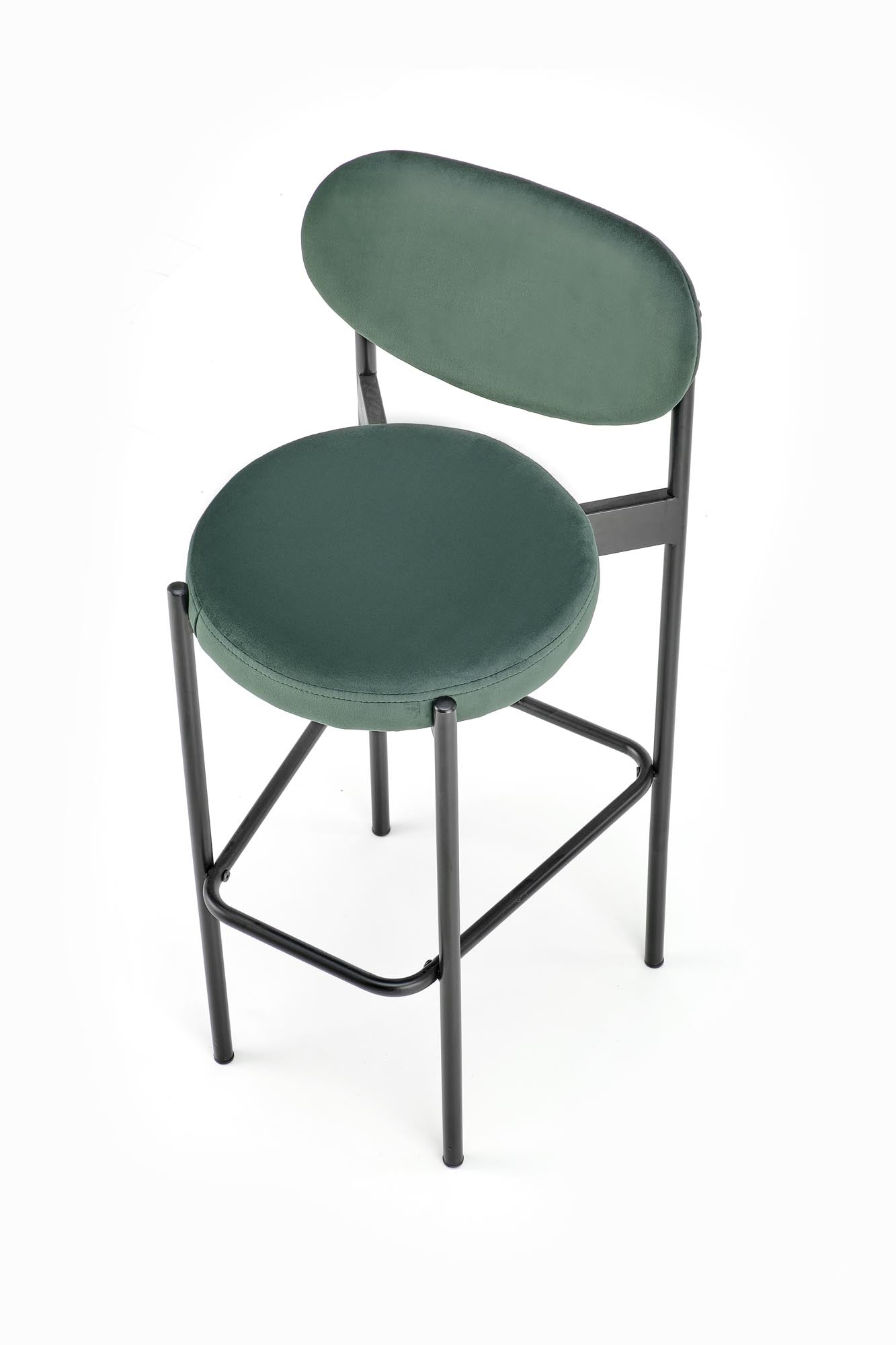 Scaun de bar tapitat cu stofa si picioare metalice, H108 Velvet Verde Inchis / Negru, l42xA48xH92 cm (6)