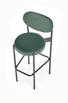 Scaun de bar tapitat cu stofa si picioare metalice, H108 Velvet Verde Inchis / Negru, l42xA48xH92 cm (6)