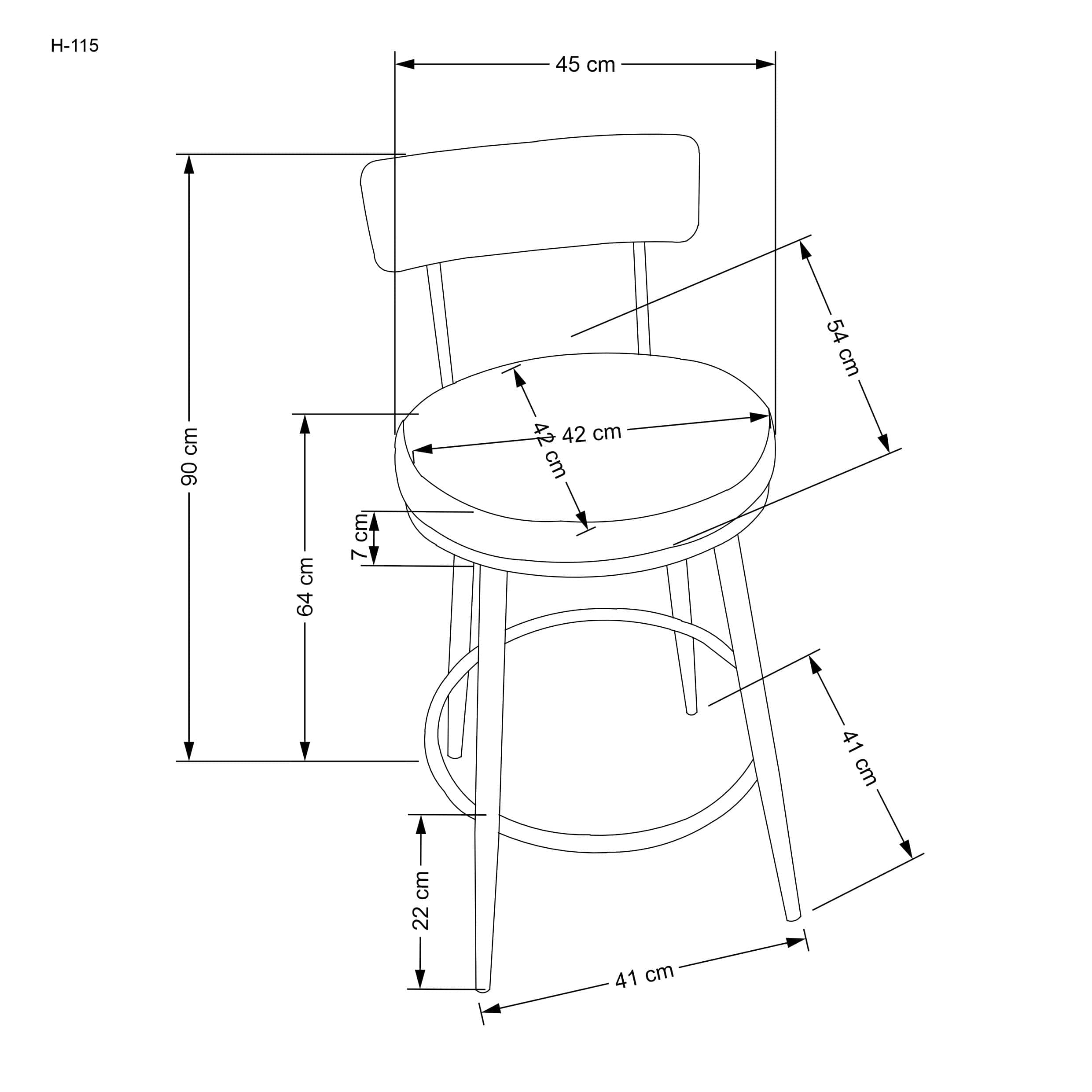 Scaun de bar tapitat cu stofa si picioare metalice, H115 Velvet Negru / Auriu, l45xA54xH90 cm (5)