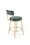 Scaun de bar tapitat cu stofa si picioare metalice, H115 Velvet Verde Inchis / Auriu, l45xA54xH90 cm (6)