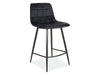 Scaun de bar tapitat cu stofa si picioare metalice, Miley H-2 Velvet Negru, l43xA40xH87 cm