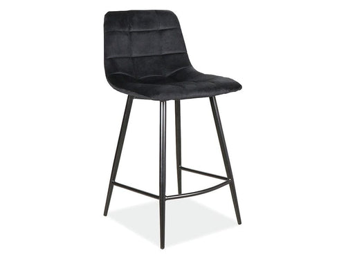 Scaun de bar tapitat cu stofa si picioare metalice, Miley H-2 Velvet Negru, l43xA40xH87 cm