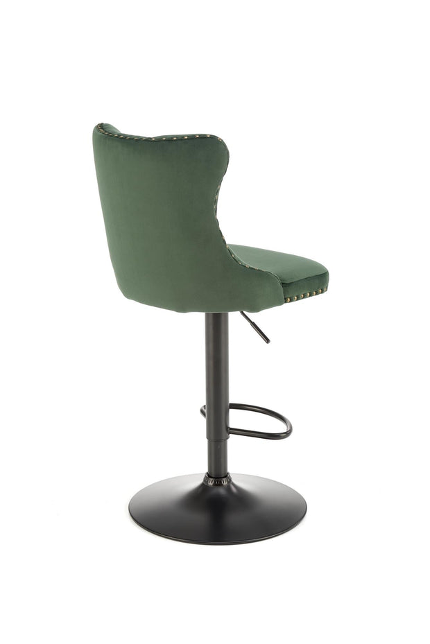 Scaun de bar tapitat cu stofa si picior metalic, H117 Velvet Verde Inchis / Negru, l47xA52xH96-118 cm (3)