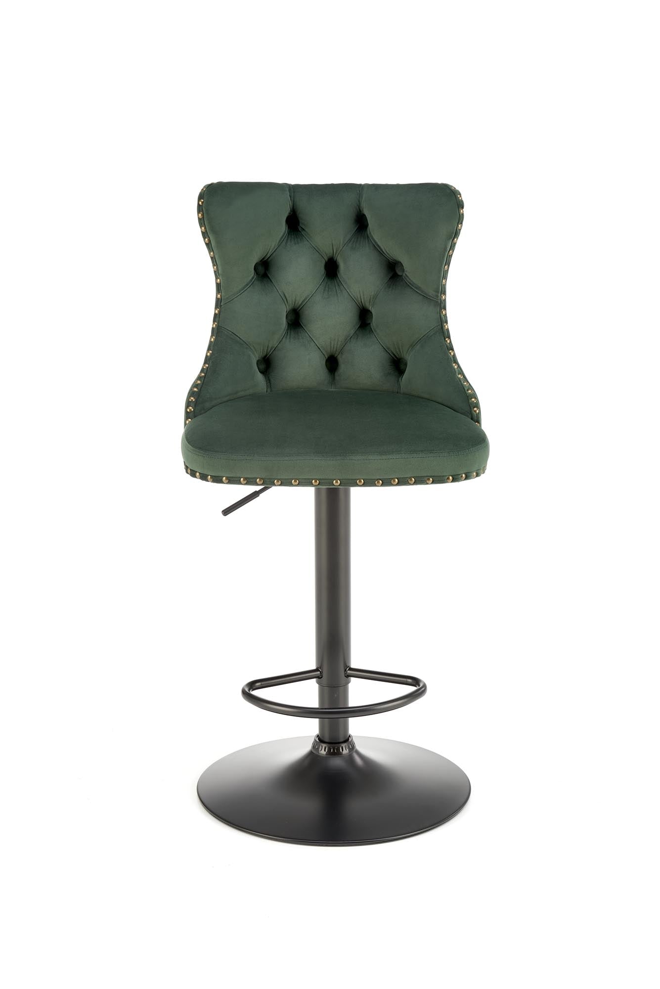 Scaun de bar tapitat cu stofa si picior metalic, H117 Velvet Verde Inchis / Negru, l47xA52xH96-118 cm (7)