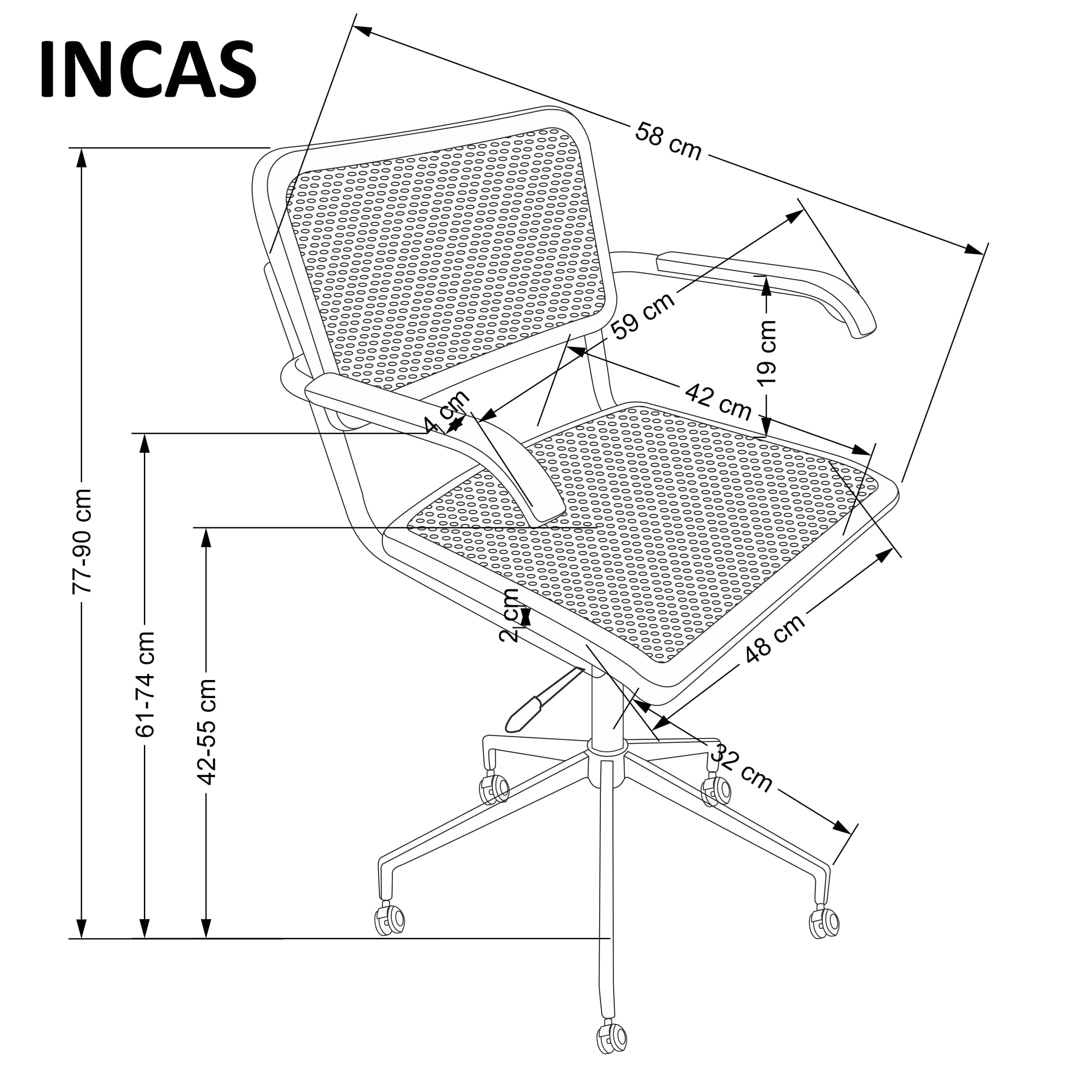 Scaun de birou din plastic Incas Maro / Negru, l59xA58xH77-90 cm (4)