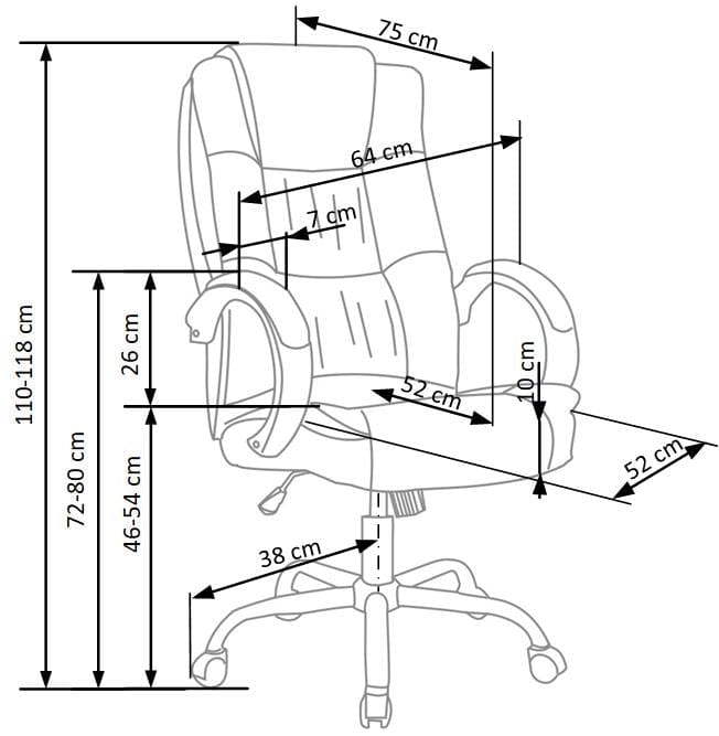 Scaun de birou directorial tapitat cu piele ecologica, Relax Gri, l64xA75xH110-118 cm (1)