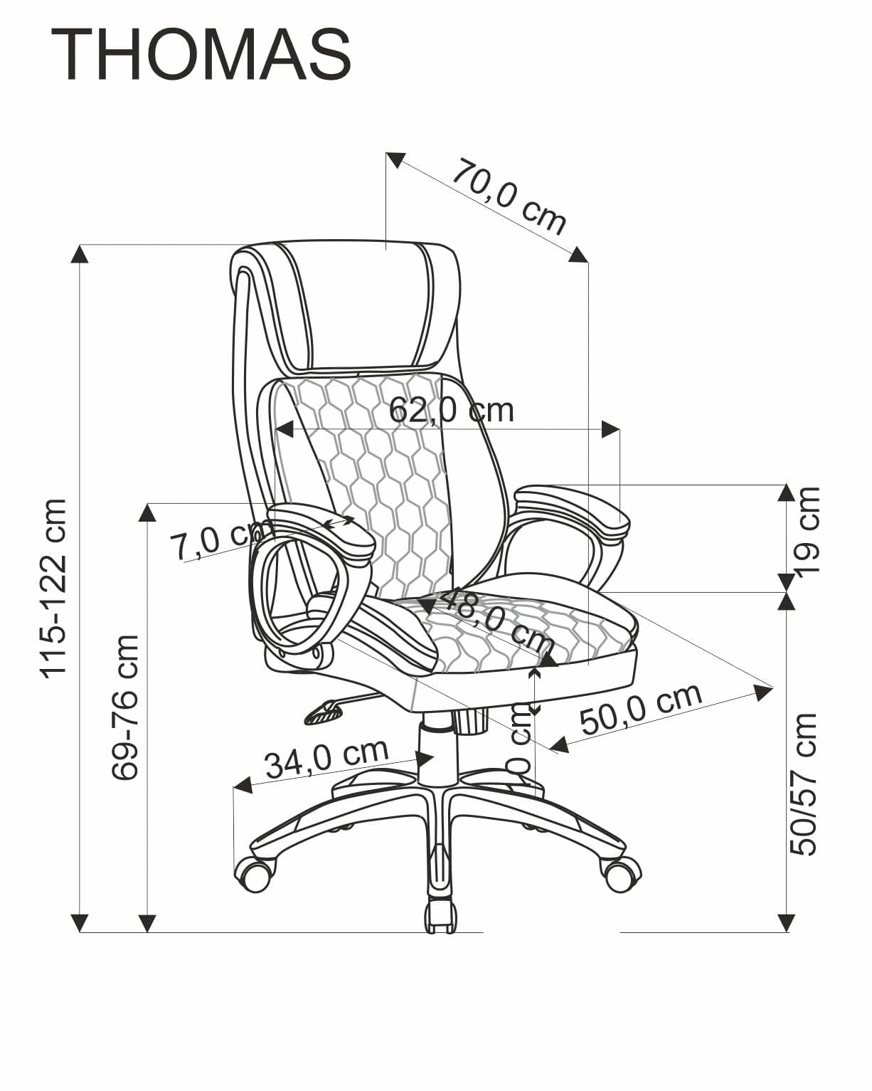 Scaun de birou directorial tapitat cu piele ecologica, Thomas Negru, l62xA70xH115-122 cm (5)