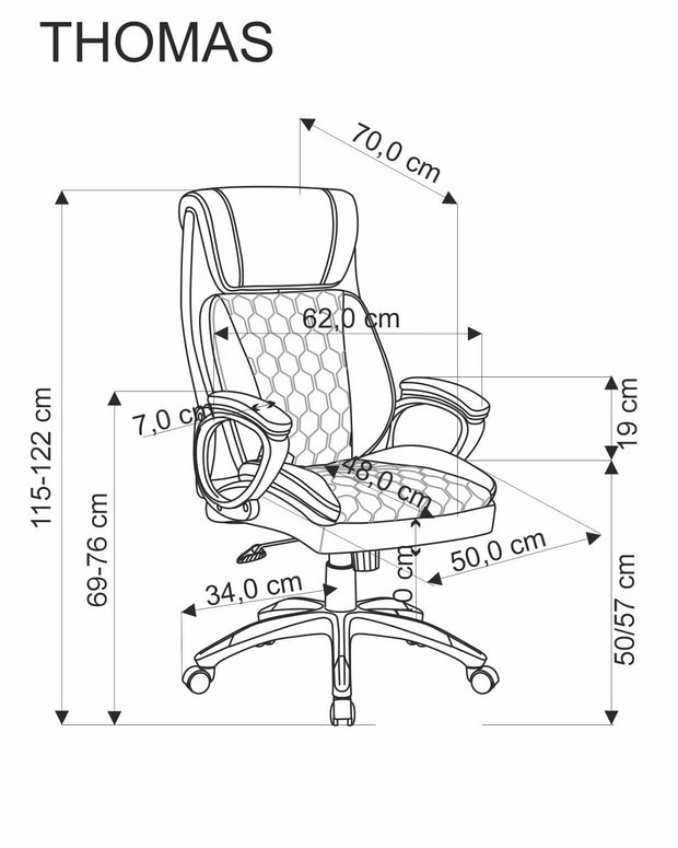 Scaun de birou directorial tapitat cu piele ecologica, Thomas Negru, l62xA70xH115-122 cm (5)