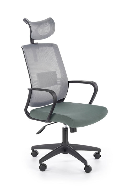 Scaun de birou ergonomic tapitat cu stofa, Arsen Gri / Verde, l62xA65xH113-124 cm