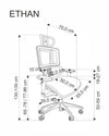 Scaun de birou ergonomic tapitat cu stofa, Ethan Gri, l72xA70xH130-139 cm (7)