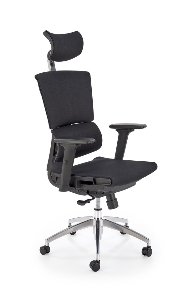 Scaun de birou ergonomic tapitat cu stofa, Marcus Negru, l65xA64xH121-140 cm