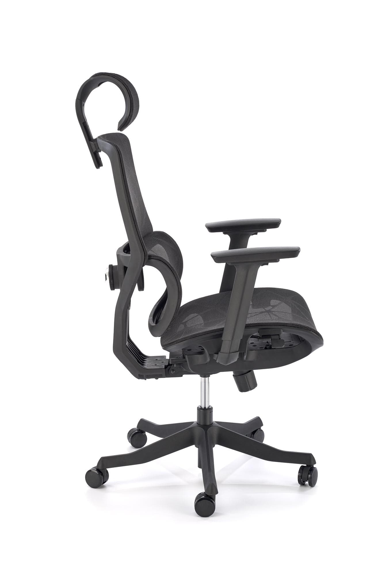 Scaun de birou ergonomic tapitat cu stofa, Osvaldo Negru, l68xA74xH122-128 cm (6)