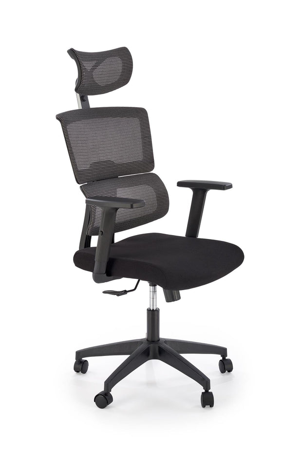 Scaun de birou ergonomic tapitat cu stofa, Pablo Negru / Gri, l64xA67xH118-127 cm