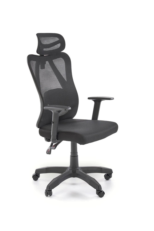 Scaun de birou ergonomic tapitat cu stofa, Ramos Negru, l65xA60xH121-129 cm