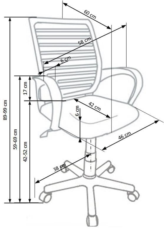 Scaun de birou ergonomic tapitat cu stofa, Sandrino Gri / Negru, l58xA60xH89-99 cm (2)