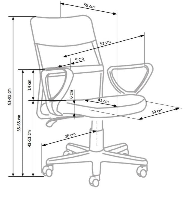 Scaun de birou ergonomic tapitat cu stofa, Timmy Turcoaz / Negru, l52xA59xH81-91 cm (7)