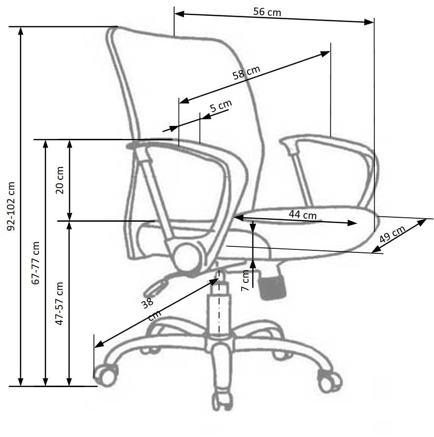 Scaun de birou ergonomic tapitat cu stofa, Tony Albastru, l58xA56xH92-102 cm (2)