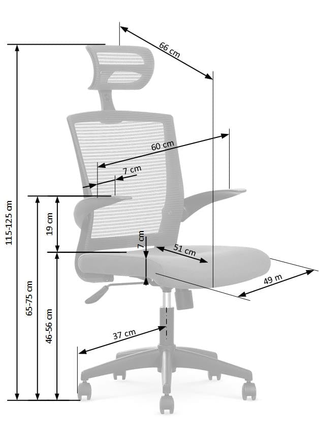 Scaun de birou ergonomic tapitat cu stofa, Valor Negru / Gri, l64xA62xH115-125 cm (2)