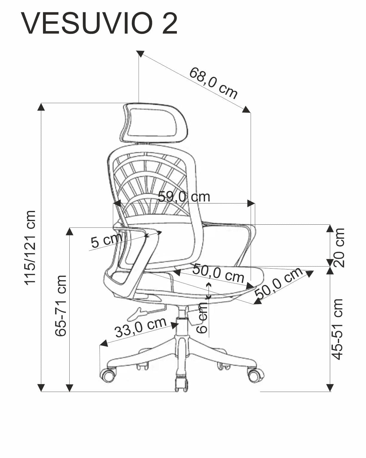 Scaun de birou ergonomic tapitat cu stofa, Vesuvio 2 Gri / Alb, l59xA59xH115-121 cm (4)