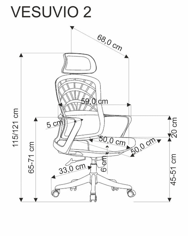 Scaun de birou ergonomic tapitat cu stofa, Vesuvio 2 Ruginiu / Alb, l59xA59xH115-121 cm (4)