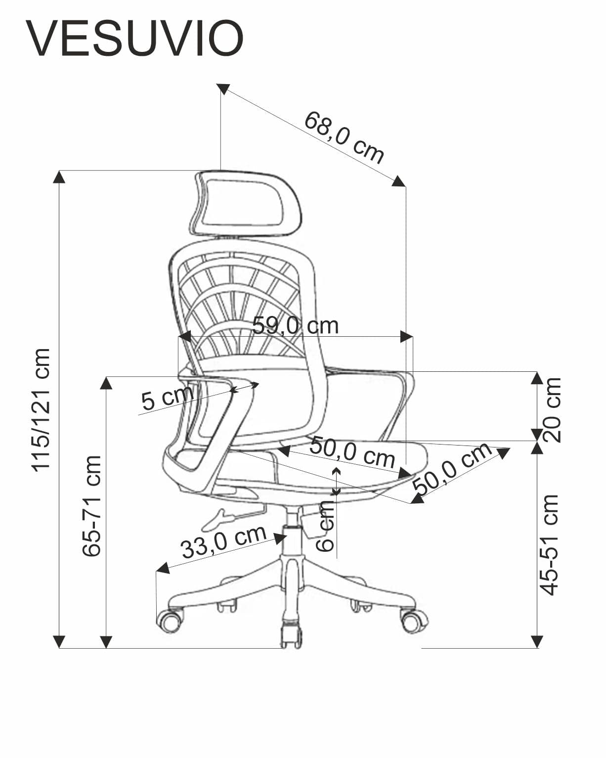 Scaun de birou ergonomic tapitat cu stofa, Vesuvio Negru, l59xA59xH115-121 cm (5)