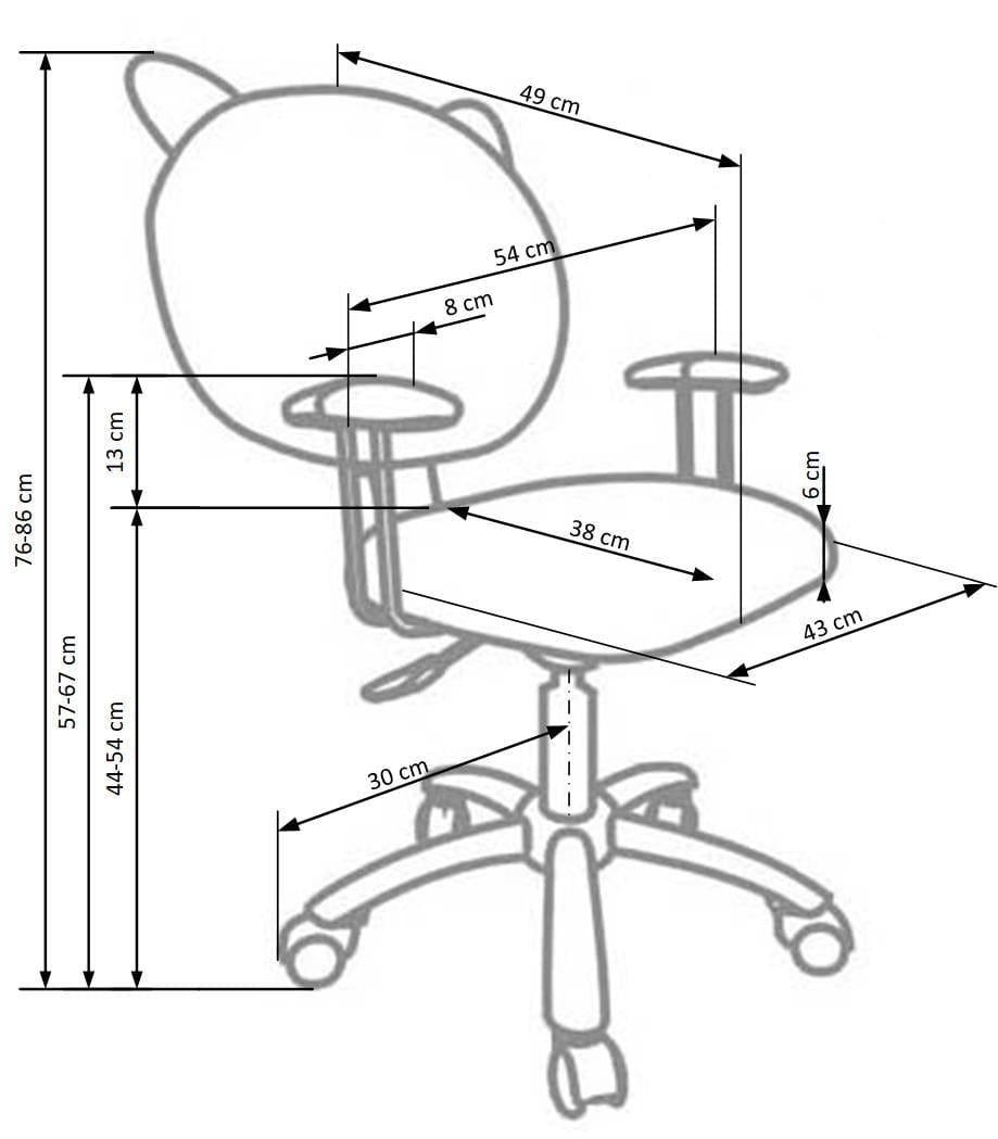 Scaun de birou pentru copii, tapitat cu piele ecologica Kara Roz, l54xA49xH76-86 cm (2)