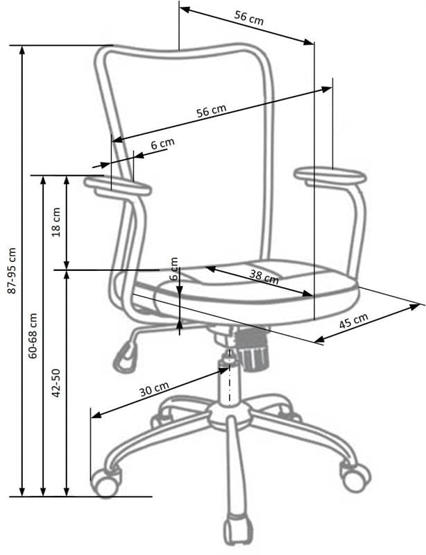 Scaun de birou pentru copii tapitat cu stofa, Andreas Negru / Gri, l56xA56xH87-95 cm (1)