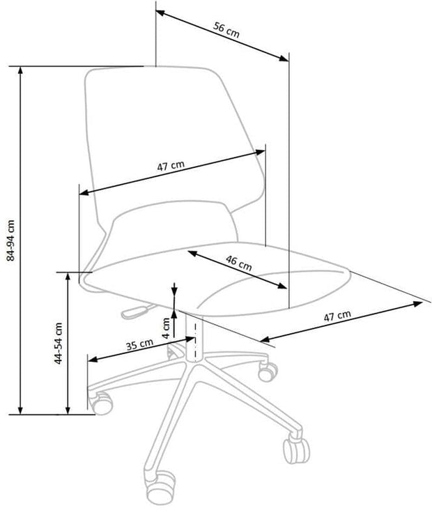 Scaun de birou pentru copii, tapitat cu stofa Grigory Negru / Albastru, l47xA56xH84-94 cm (9)