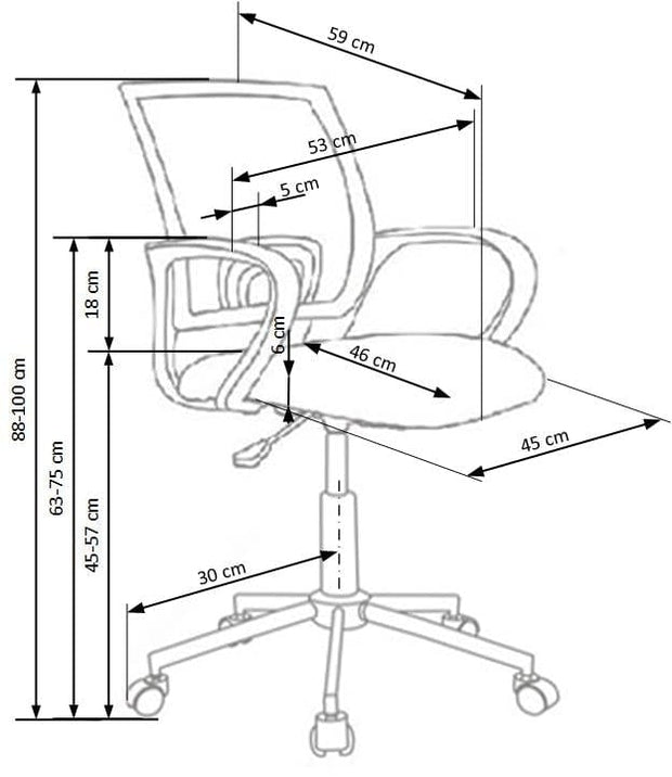 Scaun de birou pentru copii, tapitat cu stofa Idra Paris, l53xA59xH88-100 cm (2)