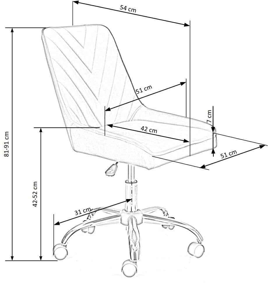 Scaun de birou pentru copii tapitat cu stofa, Riley Velevet Gri, l51xA54xH81-91 cm (12)