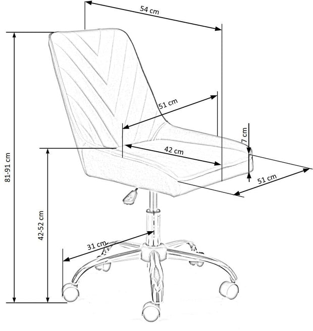 Scaun de birou pentru copii tapitat cu stofa, Riley Velevet Gri, l51xA54xH81-91 cm (12)