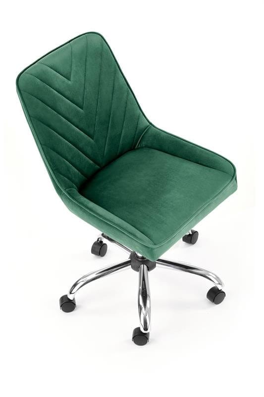 Scaun de birou pentru copii tapitat cu stofa, Riley Velvet Verde Inchis / Crom, l51xA54xH81-91 cm (5)