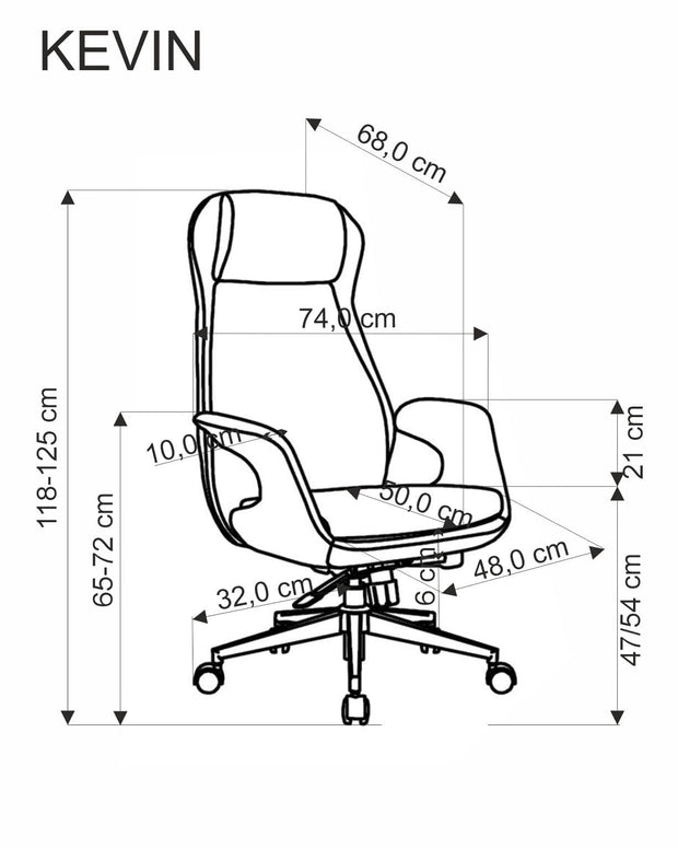 Scaun de birou tapitat cu stofa, Kevin Gri Deschis, l74xA68xH118-125 cm (4)