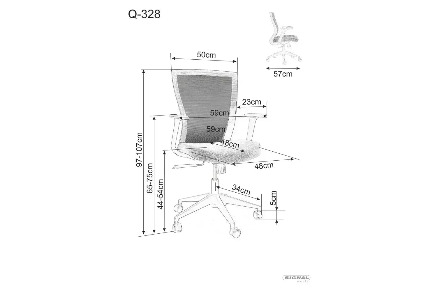 Scaun de birou tapitat cu stofa, Q-328 Portocaliu / Negru, l62xA48xH97 cm (1)