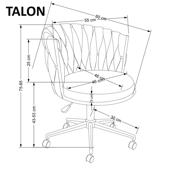 Scaun de birou tapitat cu stofa, Talon Bej Deschis, l55xA60xH75-85 cm (3)