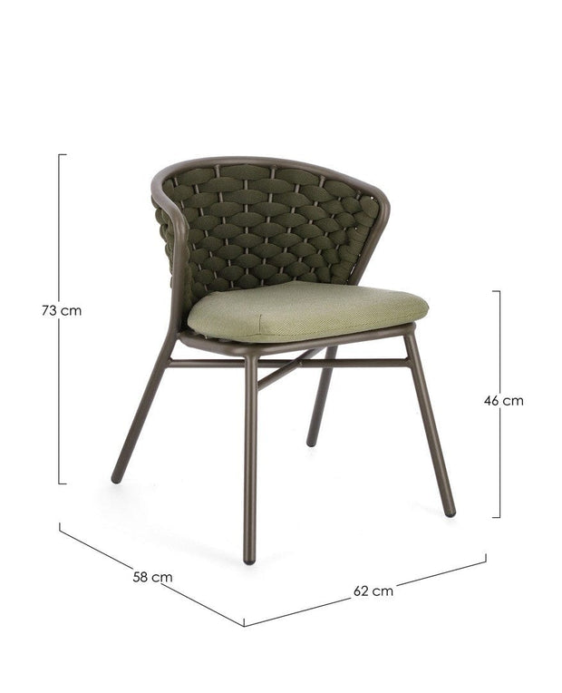 Scaun de gradina / terasa din aluminiu, Harlow QS24 Verde Olive, l62xA58xH73 cm (2)