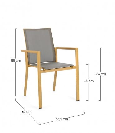 Scaun de gradina / terasa din aluminiu, Konnor W-Arm Mustariu, l56,2xA60xH88 cm (5)