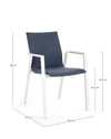 Scaun de gradina / terasa din aluminiu, tapitat cu stofa, Odeon JX11 Albastru Denim / Alb, l55,5xA60xH83 cm (1)