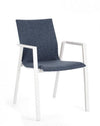 Scaun de gradina / terasa din aluminiu, tapitat cu stofa, Odeon JX11 Albastru Denim / Alb, l55,5xA60xH83 cm (10)